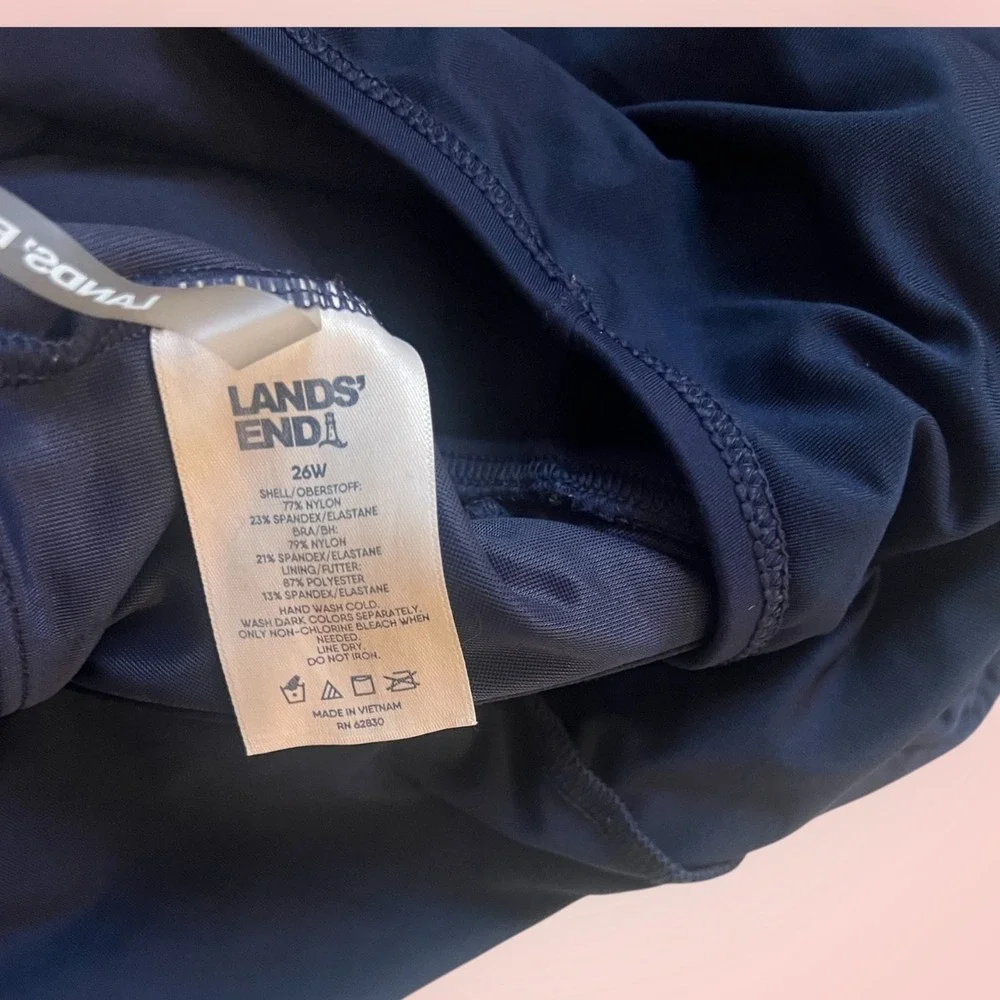 Lands' End‎ 26W Navy High Waisted Bikini Set Plus Size Swimwear